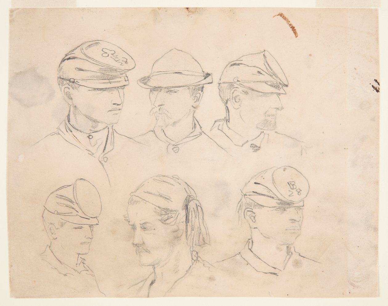 Seks studier av soldathoder av Winslow Homer