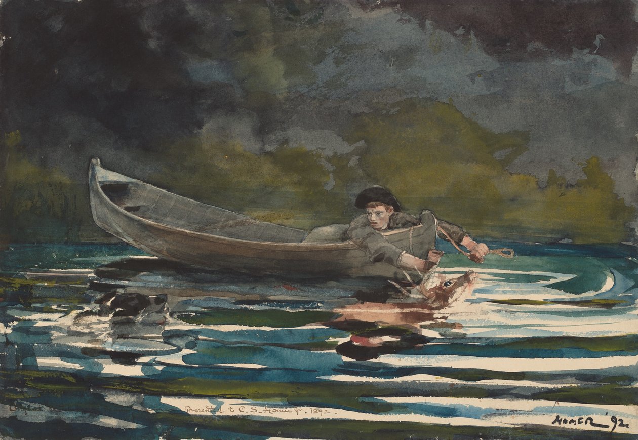 Skisse for Hound and Hunter, 18911892. av Winslow Homer
