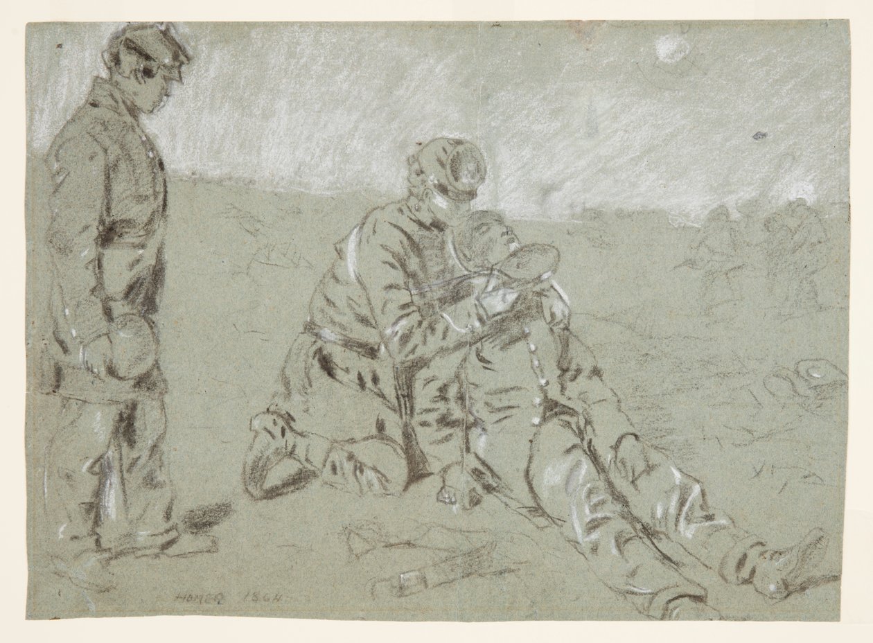 Soldat som gir vann til en såret ledsager av Winslow Homer
