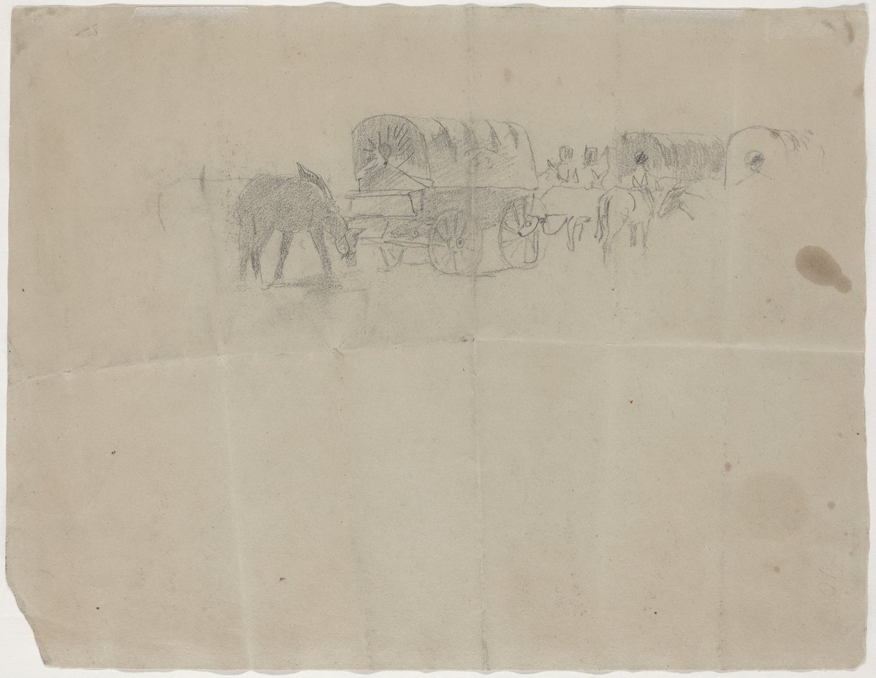 Forsyningstog og muldyr [verso], 1864. av Winslow Homer