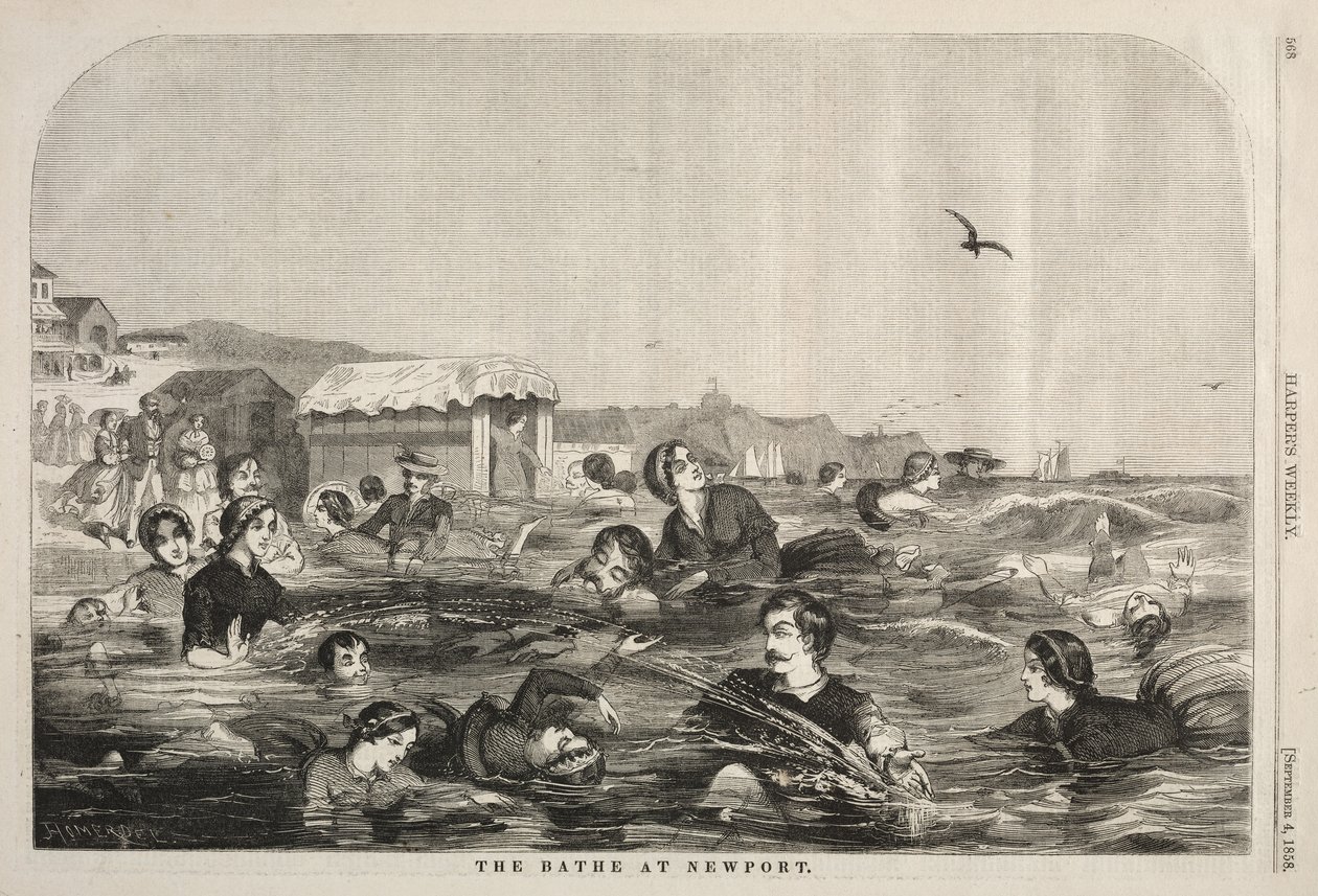 The Baths at Newport, 1858. av Winslow Homer