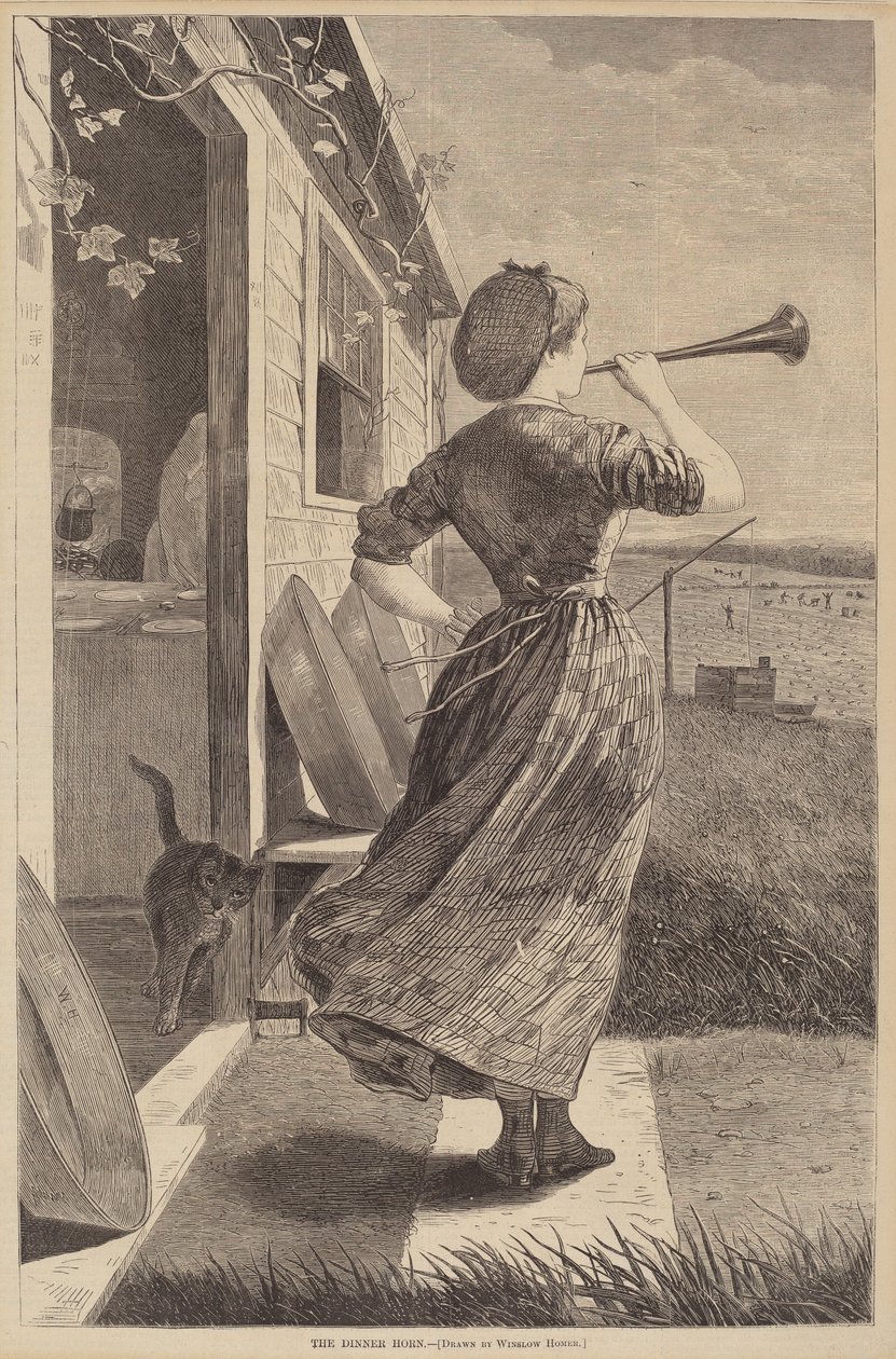 The Dinner Horn, utgitt 1870. av Winslow Homer