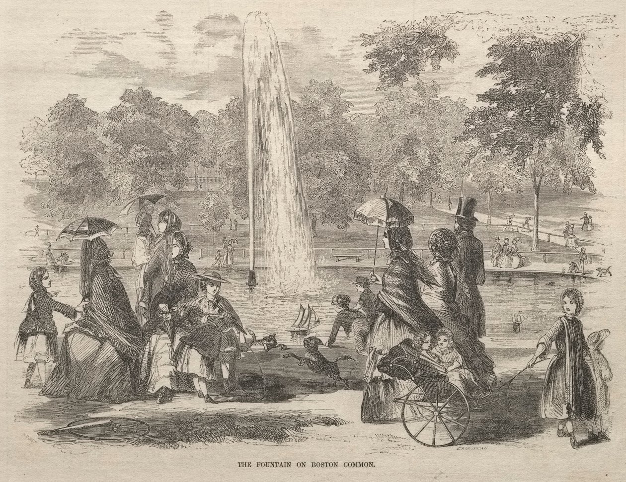 Fontenen ved Boston Common, 1857. av Winslow Homer