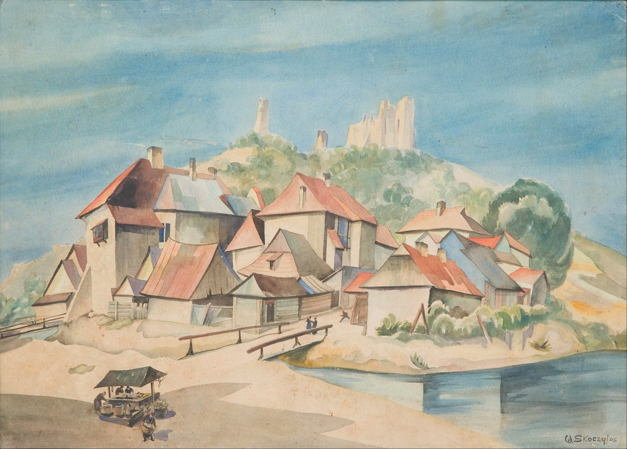 Utsikt over Kazimierz over elven Vistula av Wladyslaw Skoczylas