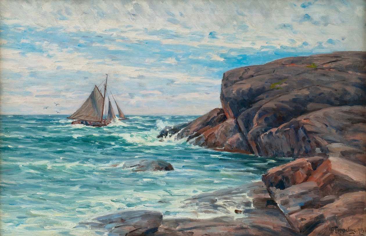Seilbåt ved kysten av Woldemar Toppelius