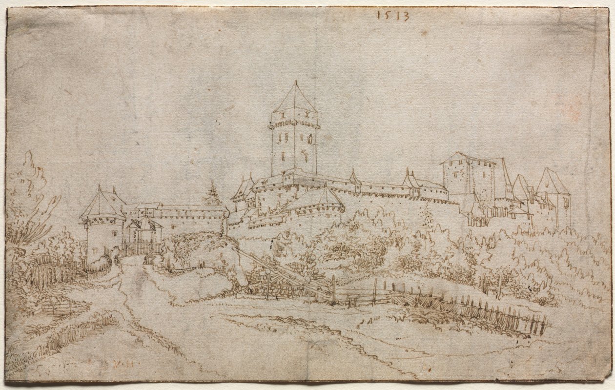 Utsikt over et slott recto, 1513. av Wolfgang Huber