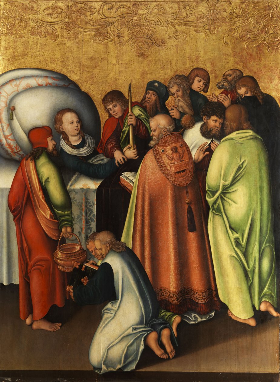 Marias død blant apostlene av workshop of Lucas Cranach the Elder