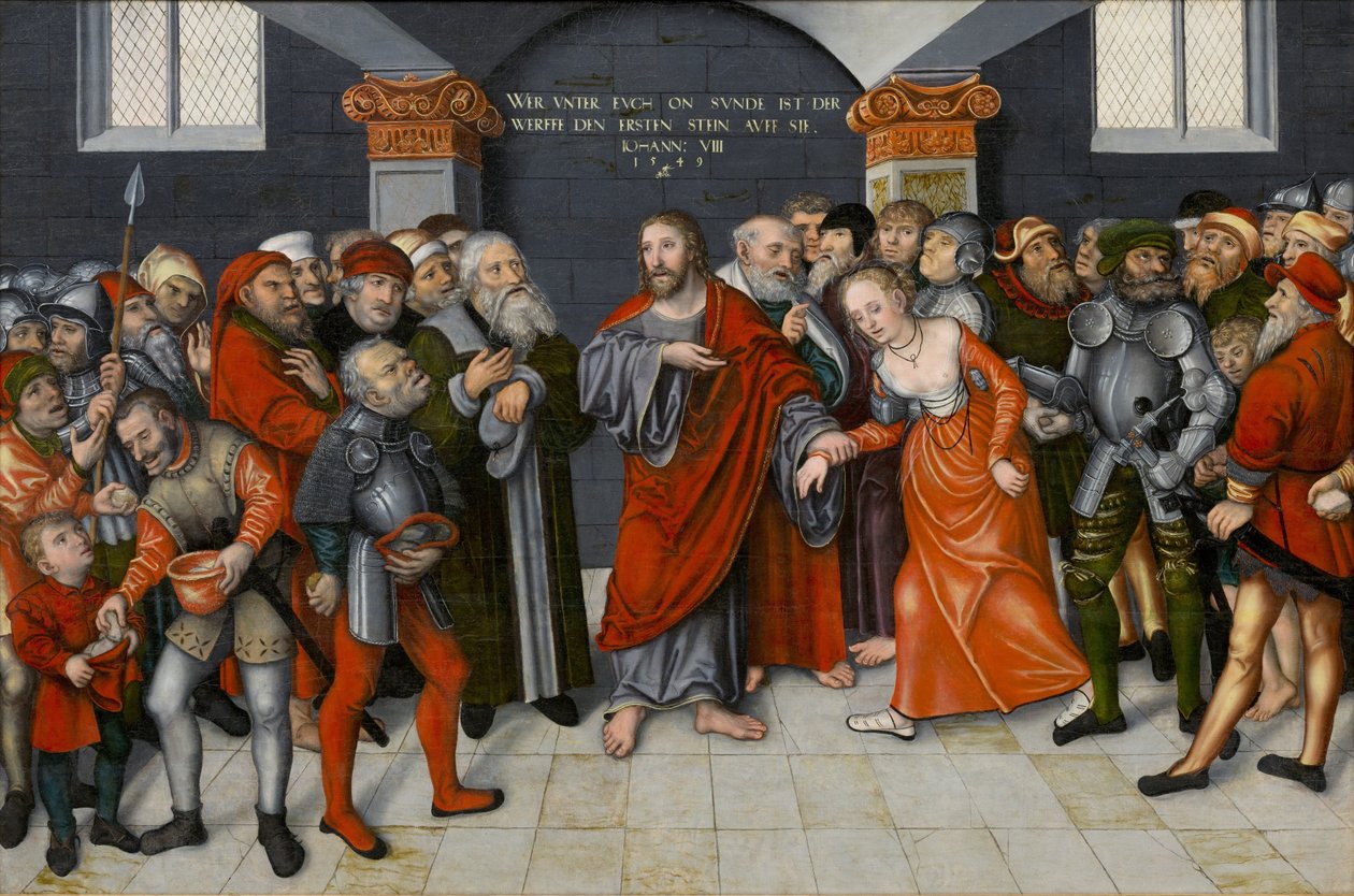Kristus og ekteskapsbruddet av Lucas Cranach the Younger  