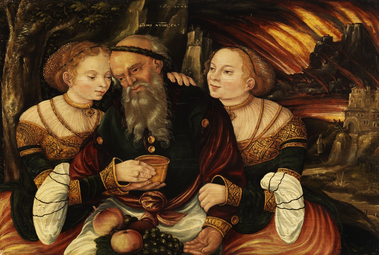Lot og døtrene hans av Lucas Cranach the Younger  