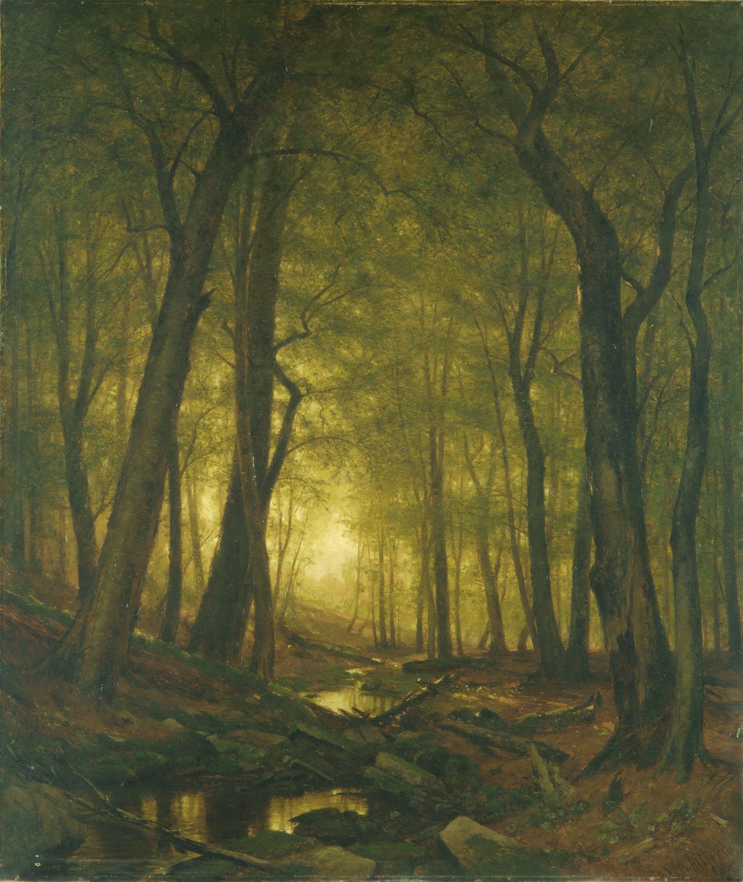 Kveld i skogen, 1876. av Worthington Whittredge