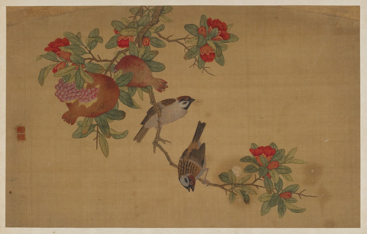Fugler, frukt og blomster, Qing-dynastiet, 1741. av Wu Zhang