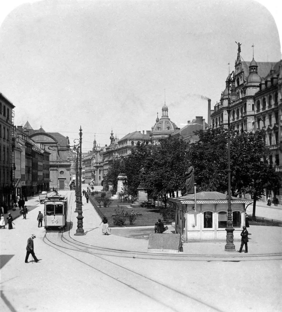 Promenadeplatz i München, Tyskland, ca 1900-tallet. av Wurthle and Sons
