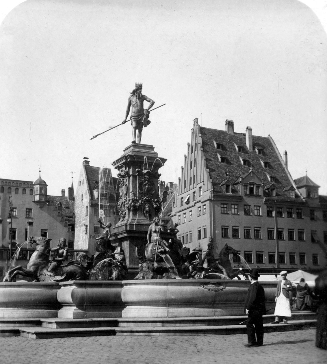 Neptunfontenen, Nürnberg, Tyskland, ca 1900-tallet. av Wurthle and Sons