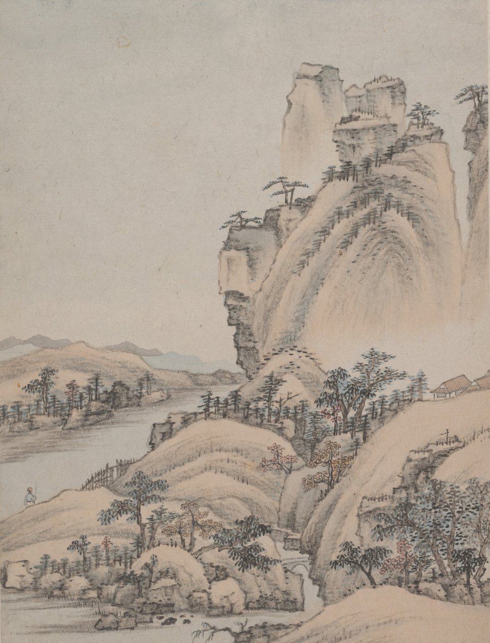 Landskap, datert 1668. av Xiao Yuncong