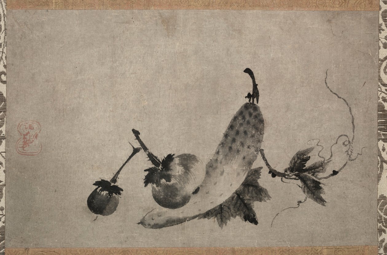 Agurker og aubergine, 1500-tallet. av Yamada Doan