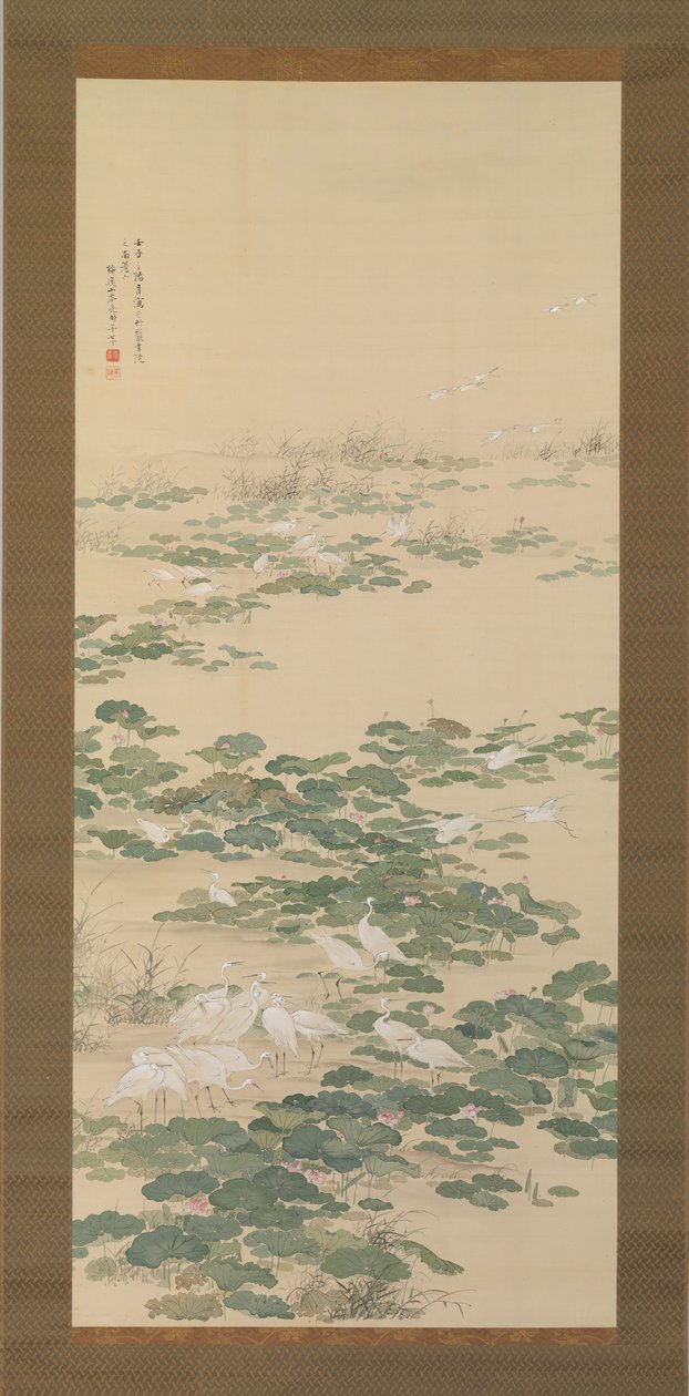 Egrets in a Lotus Pond, 1852. av Yamamoto Baiitsu