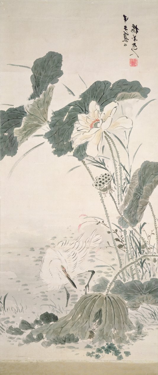 Hegre og lotus, n.d. av Yamamoto Baiitsu