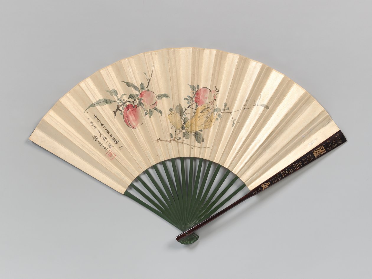 Fersken, granateple og sitron med fingre, 1832. av Yamamoto Baiitsu