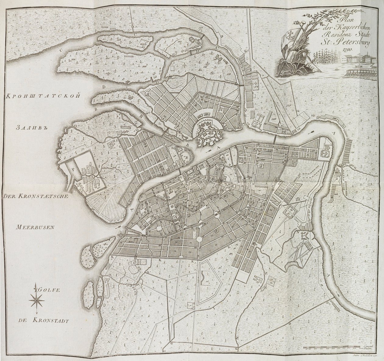 Kart over St. Petersburg, 1790. av Yefim Maximovich Khudyakov