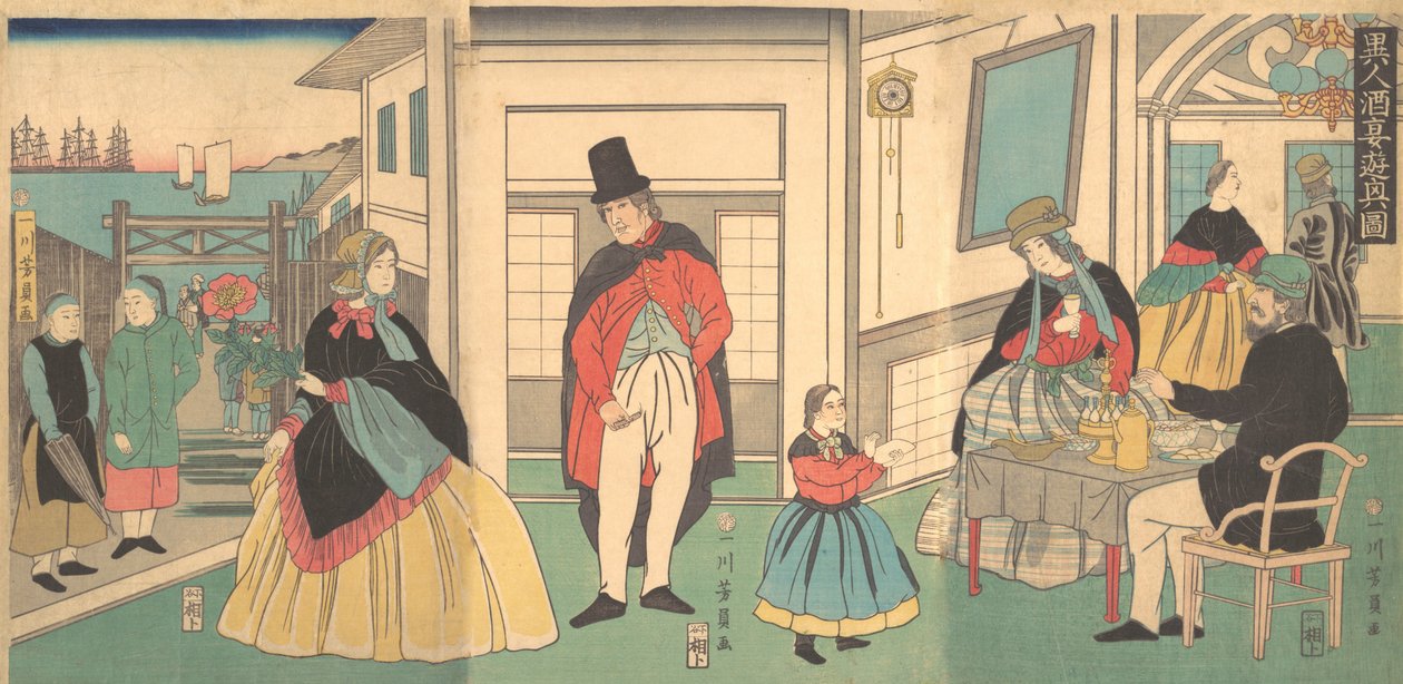 Utlendinger nyter en bankett, 2. måned, 1862. av Yoshikazu