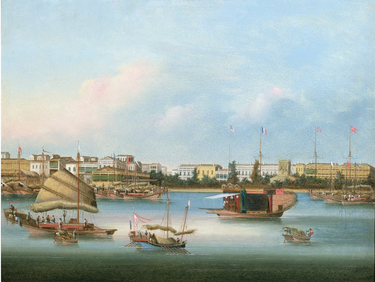 The Hongs at Canton, ca. 1855 (olje) av You Qua