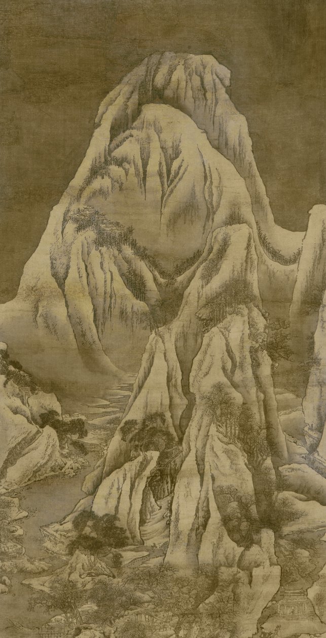 Vinterlandskap, Qing-dynastiet (blekk og farge på silke) av Yuan Jiang