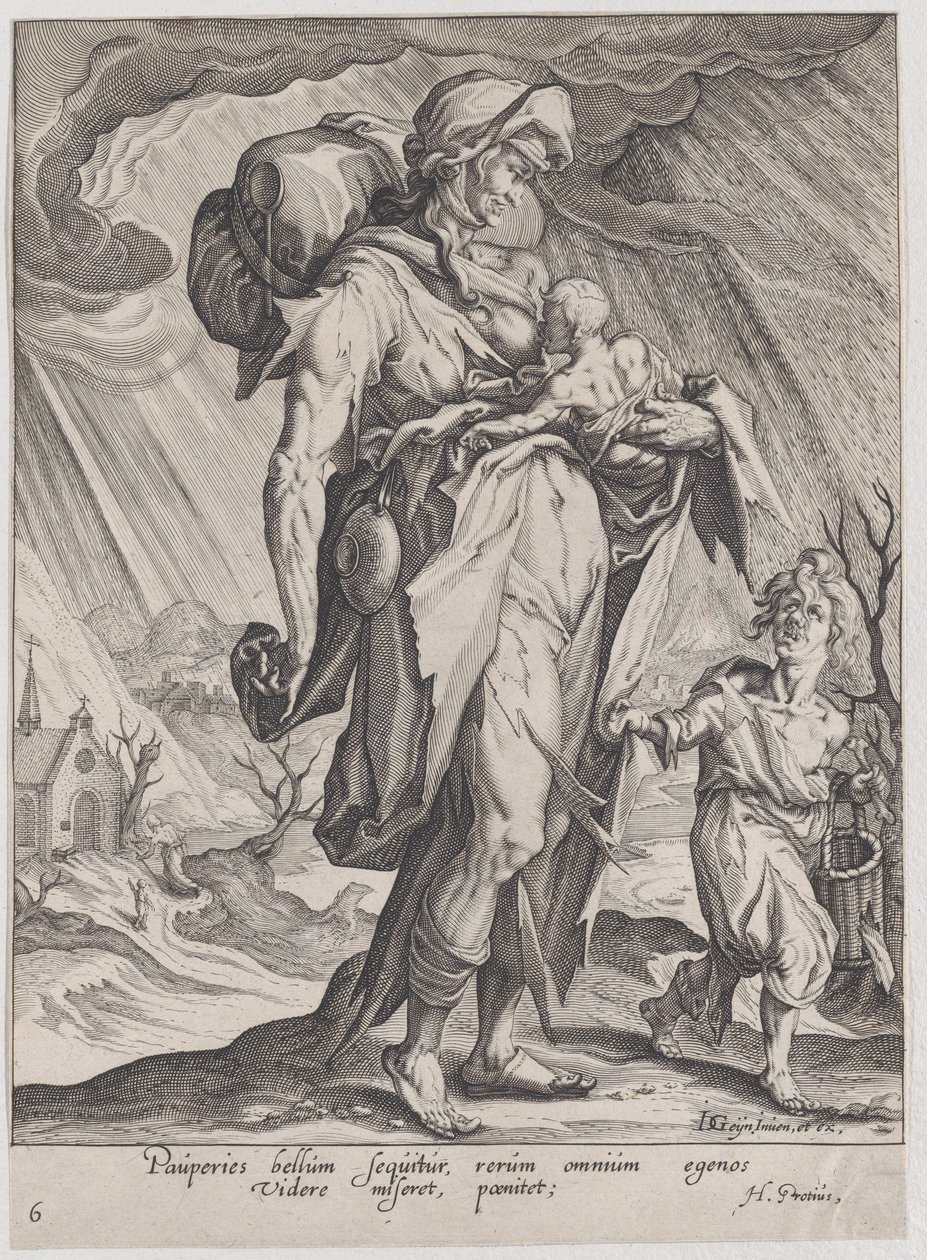 Fattigdom, fra dyder og laster, 1596-97., 1596-97. av Zacharias Dolendo