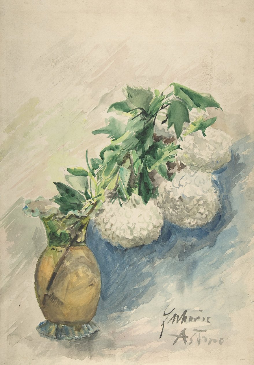 Hvite blomster i en vase, ca. 1884-1904. av Zacharie Astruc