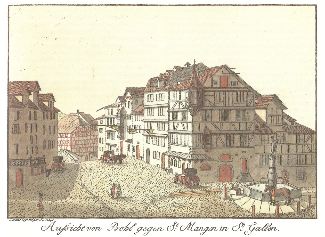 Utsikt fra Bohl mot St. Mangen i St. Gallen (original tittel) av Zeichner und Kupferstecher