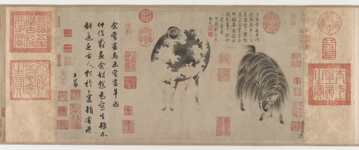 Sau og geit, Yuan-dynastiet, ca. 1300 (blekk på papir) av Zhao Mengfu Chao Meng Fu or
