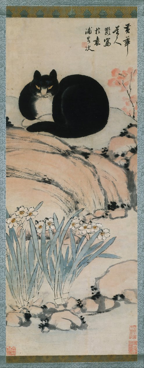 Black Cat og Narcissus, 1800-tallet. av Zhu Ling