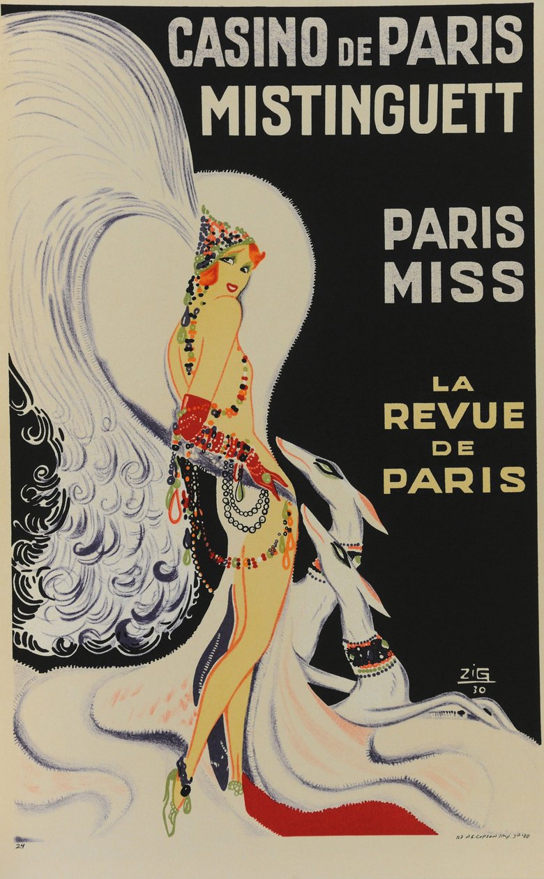 Casino i Paris. Mistinguett. Paris frøken, 1930. av Zig