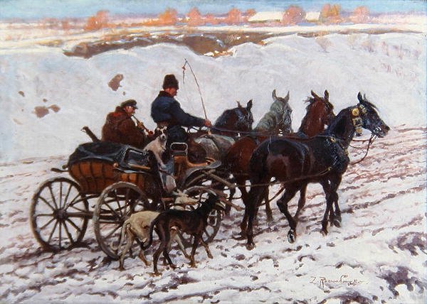Hestevogn (olje på lerret) av Zygmunt Rozwadowski