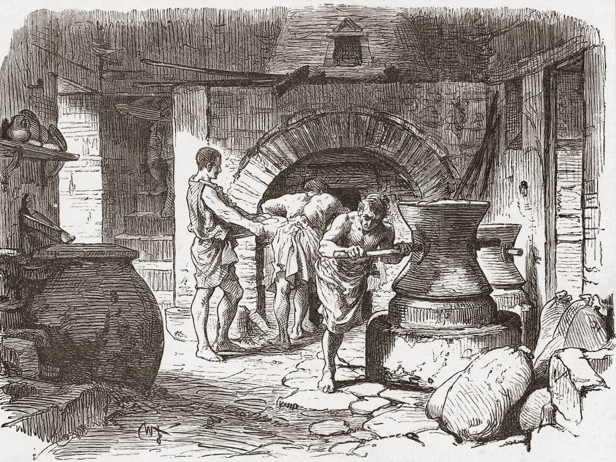 Et romersk bakeri, Pompeii, Italia. av . .