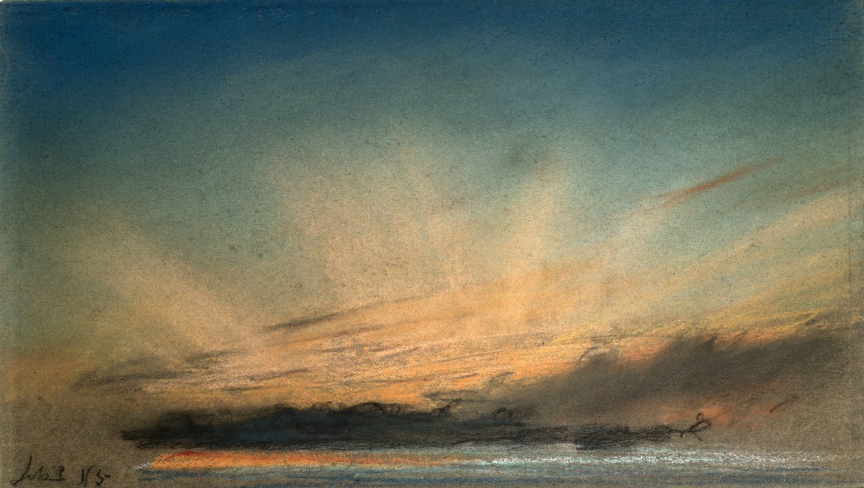 Ravgul etterglød med crepuskulære stråler, september 1885 av Frederick (attr. to) Barnard