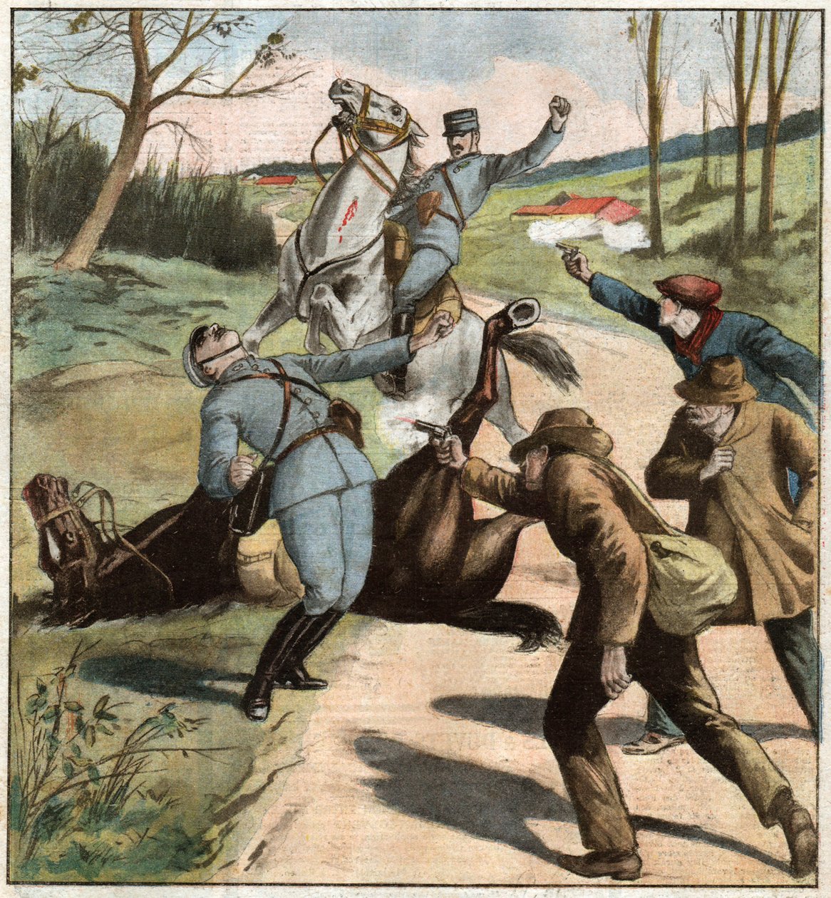 Gendarmer angriper. Gendarmer angrep. av Ferdinand Georg Waldmuller
