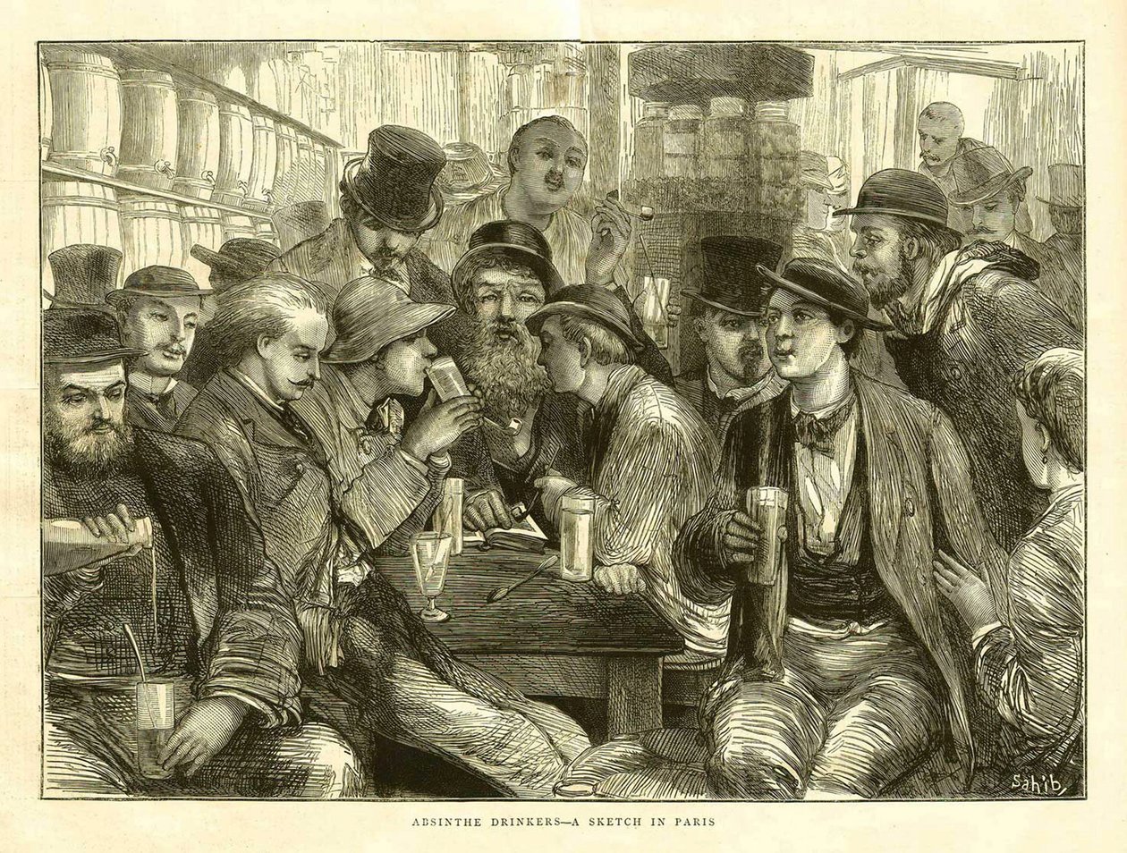 The Absinthe Drinkers, Paris 1872 av Frederick (attr. to) Barnard