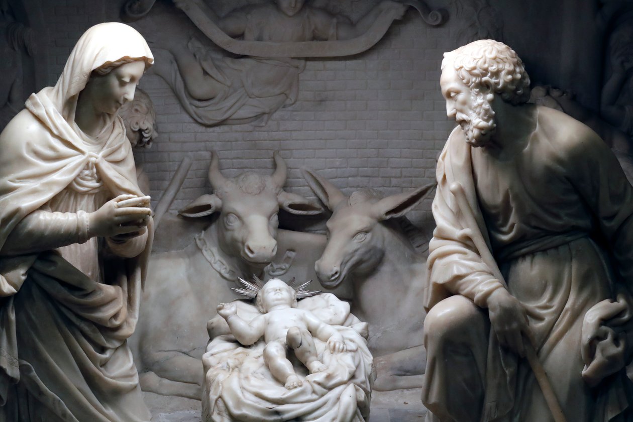 Julekrybbe. Skulptur. San Donato kirke. Genova. Italia. av . .