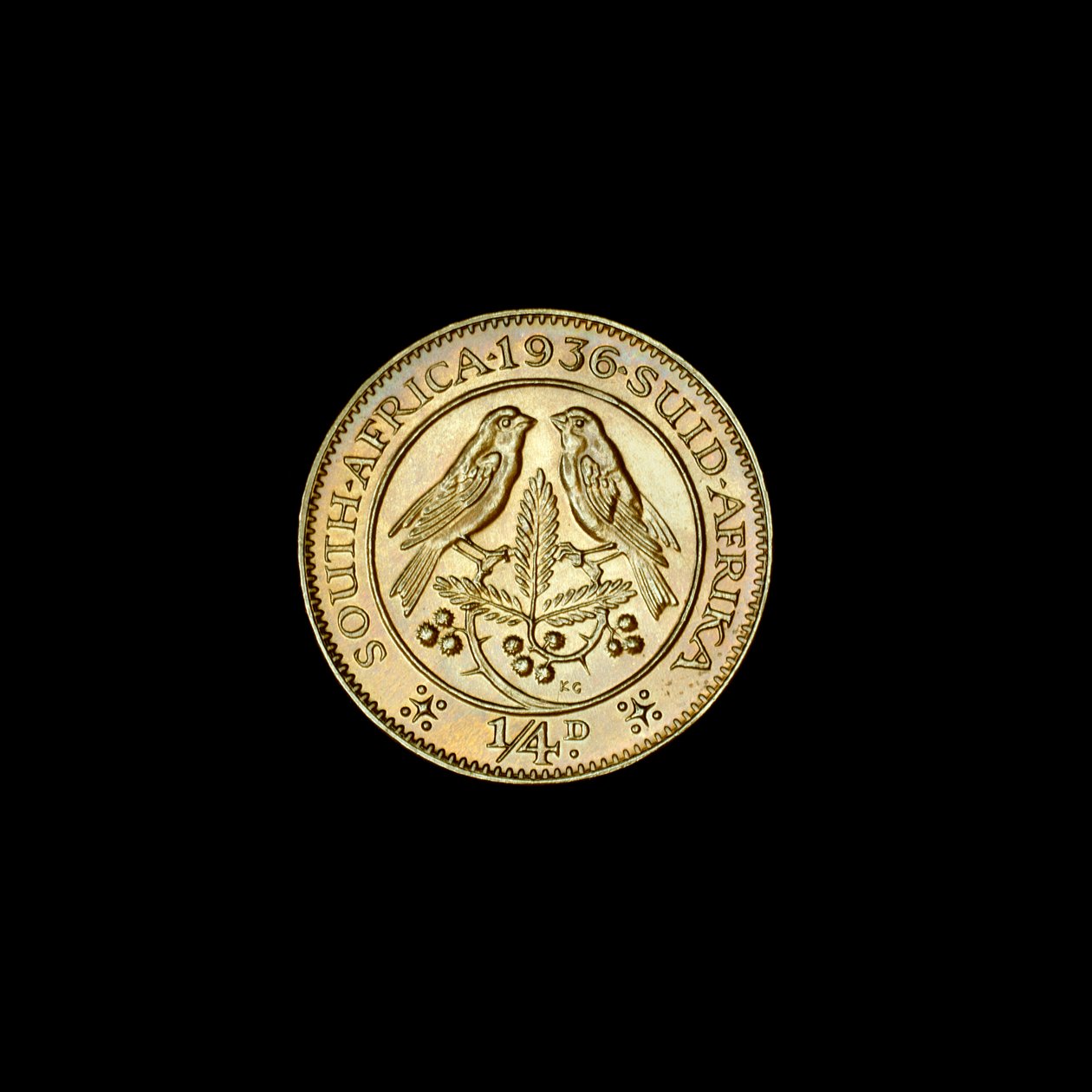 South African Quarter Penny Coin (Farthing) 1936 (bilde) av Hippolyte Lalaise Devéria