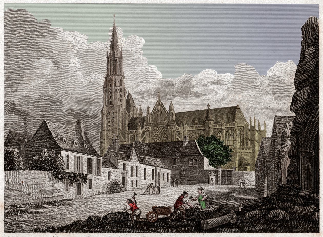 Katedralen i Senlis. rundt 1840 (gravering) av . .