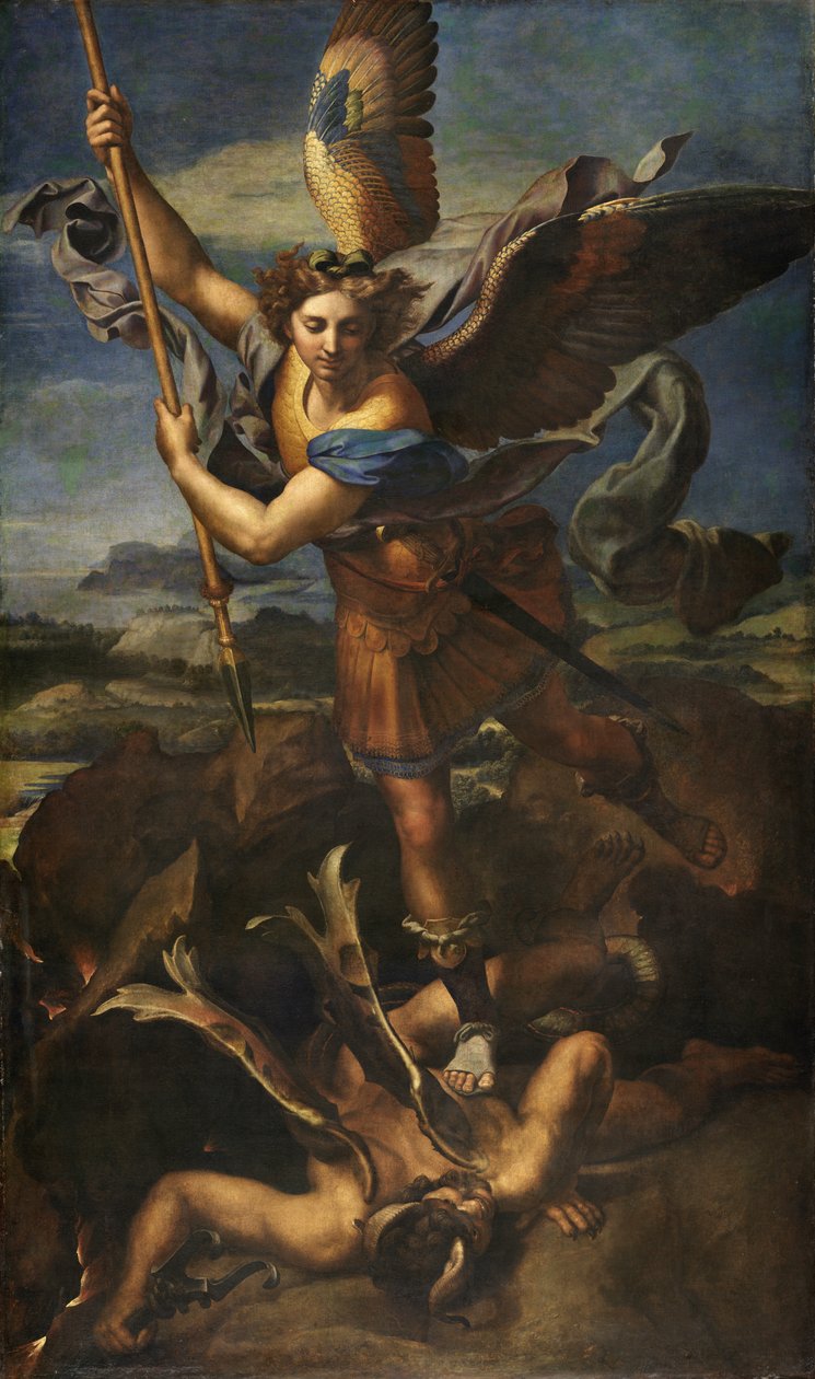 Saint Michael overvinner Satan av Raphael
