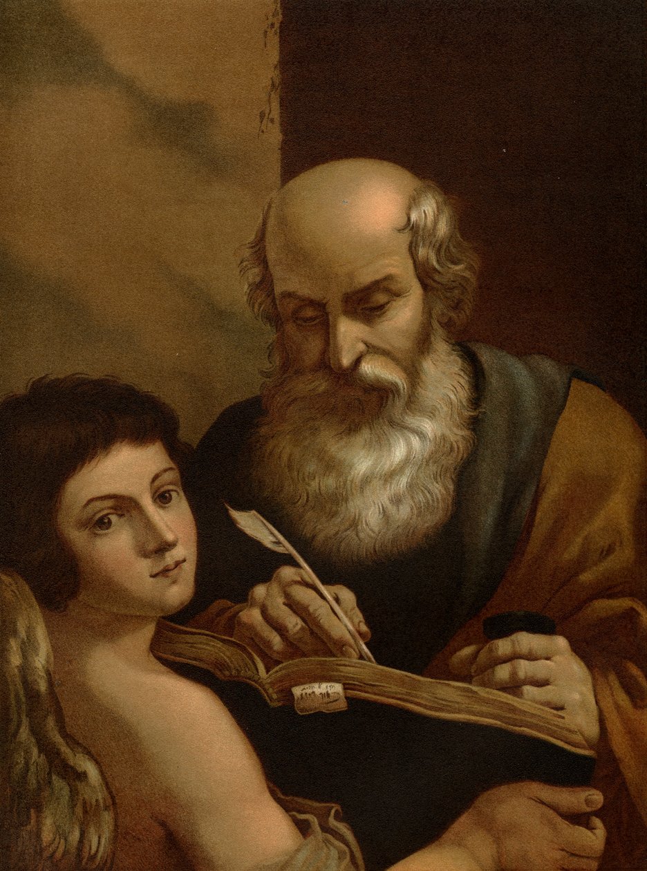 Evangelisten Matteus av after Guercino