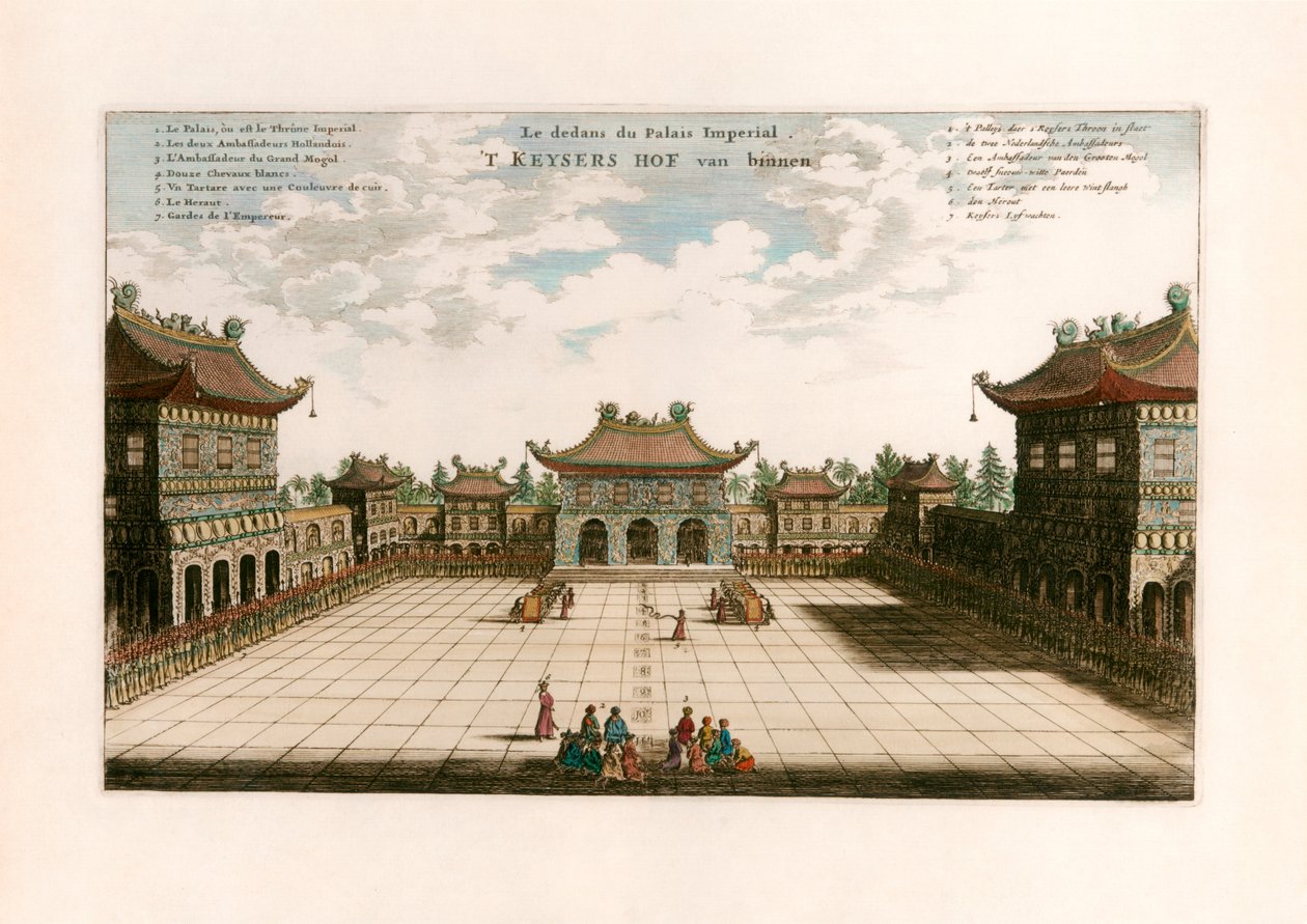 Det keiserlige palass, Peking, Kina av after Johannes Nieuhof