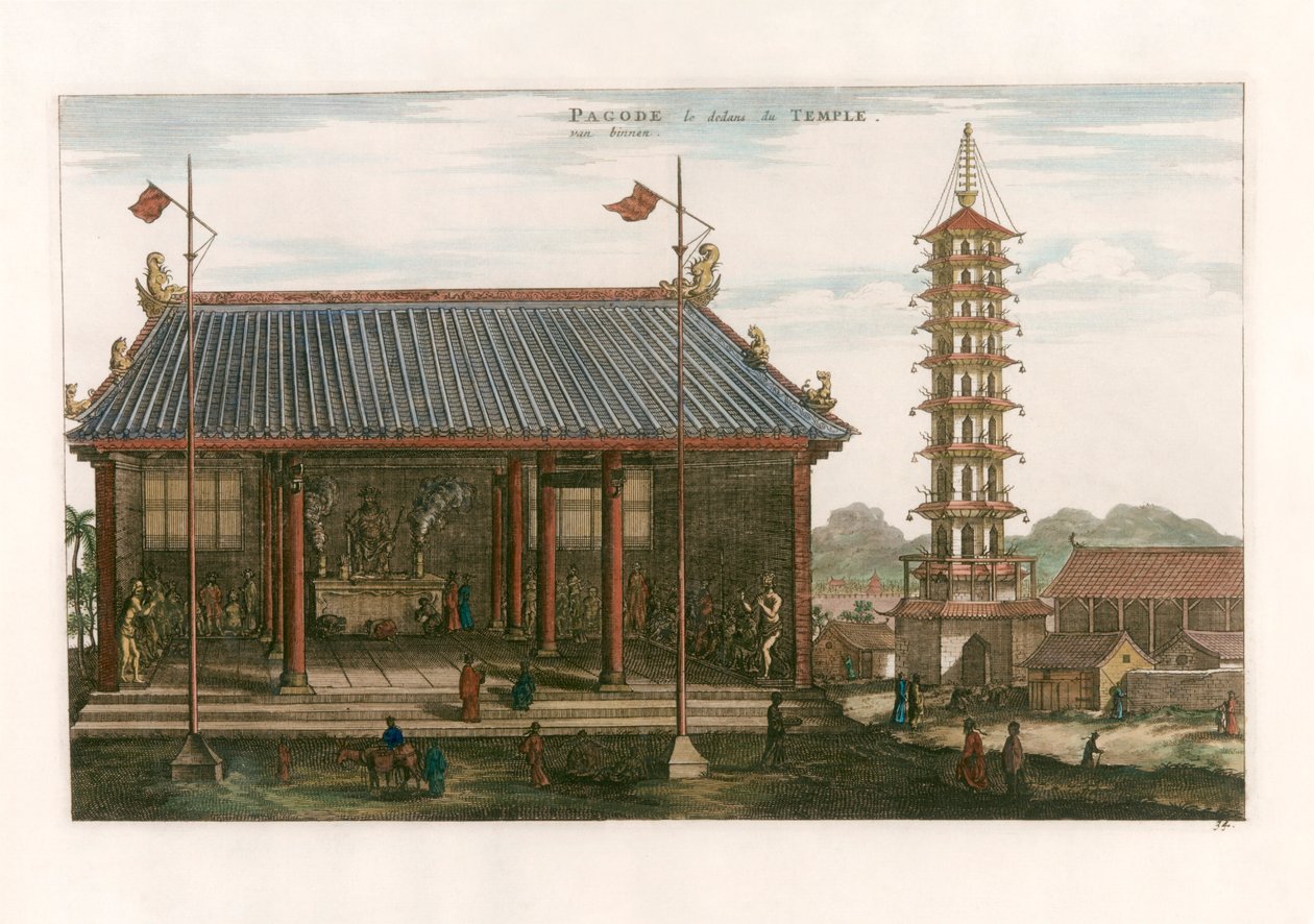Interiøret i en pagode av after Johannes Nieuhof