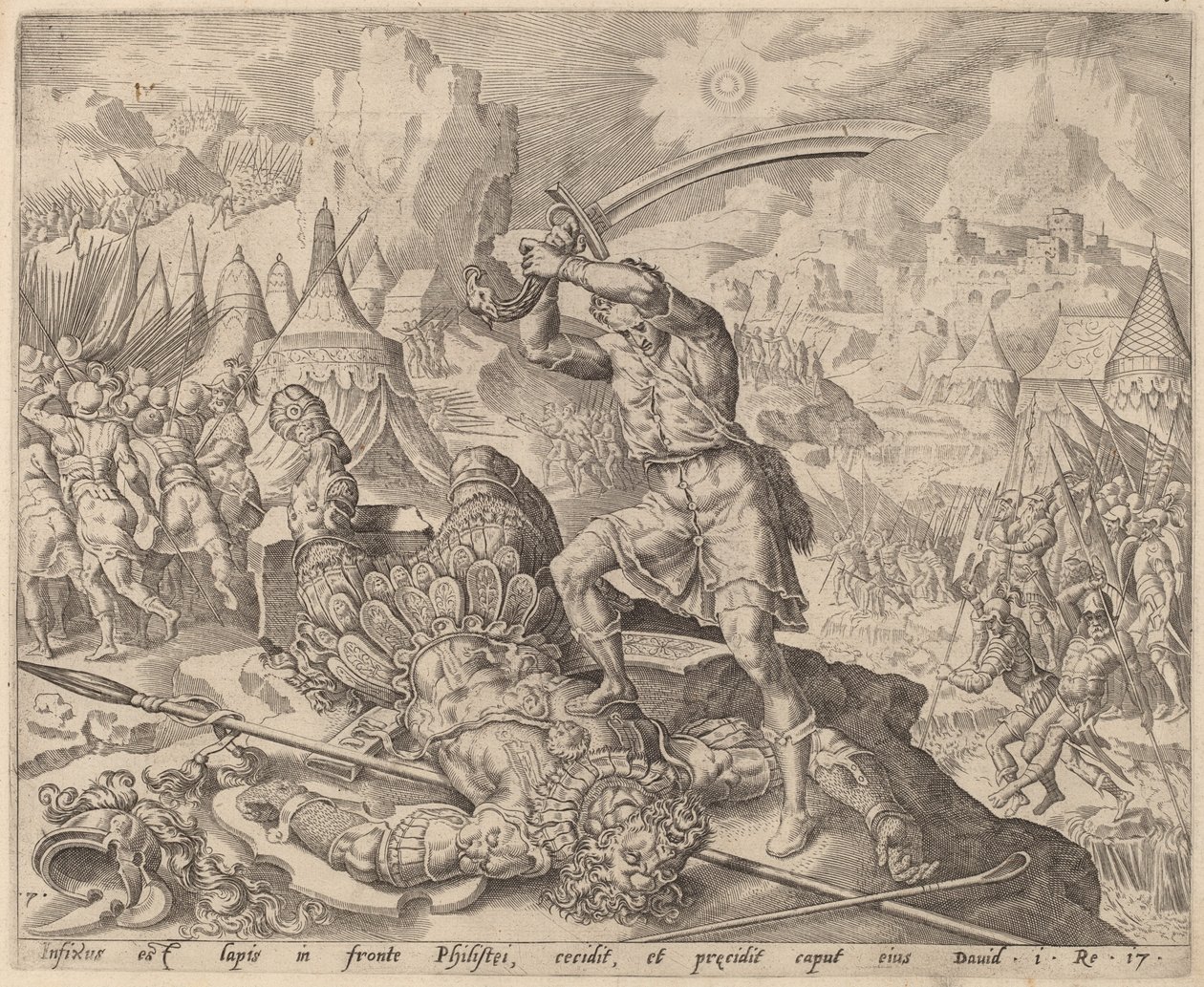 David kuttet hodet til Goliat av after Maerten van Heemskerck