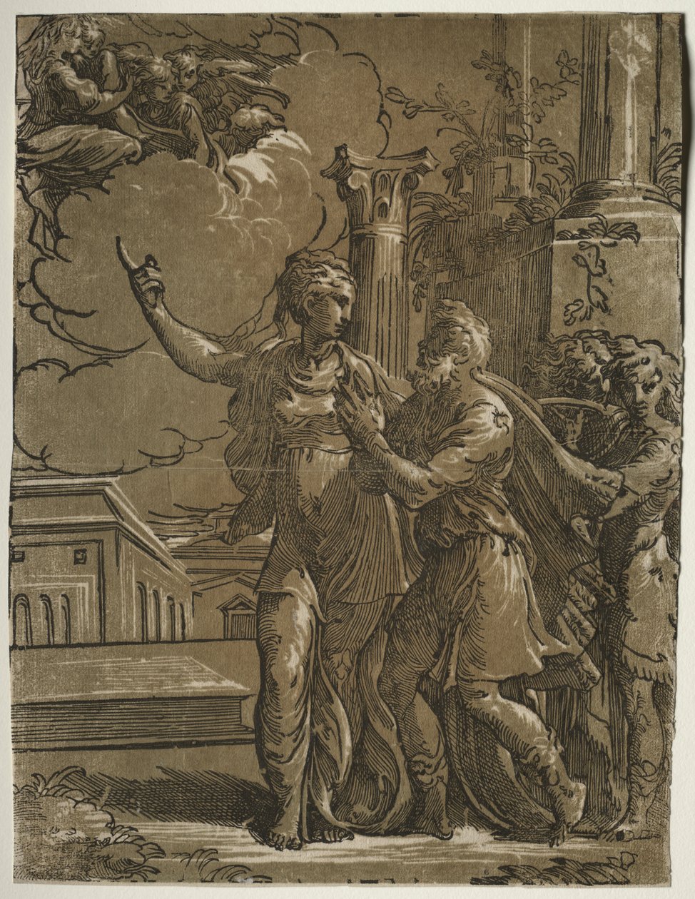 Tiburtine Sibyl og keiser Augustus av after Parmigianino