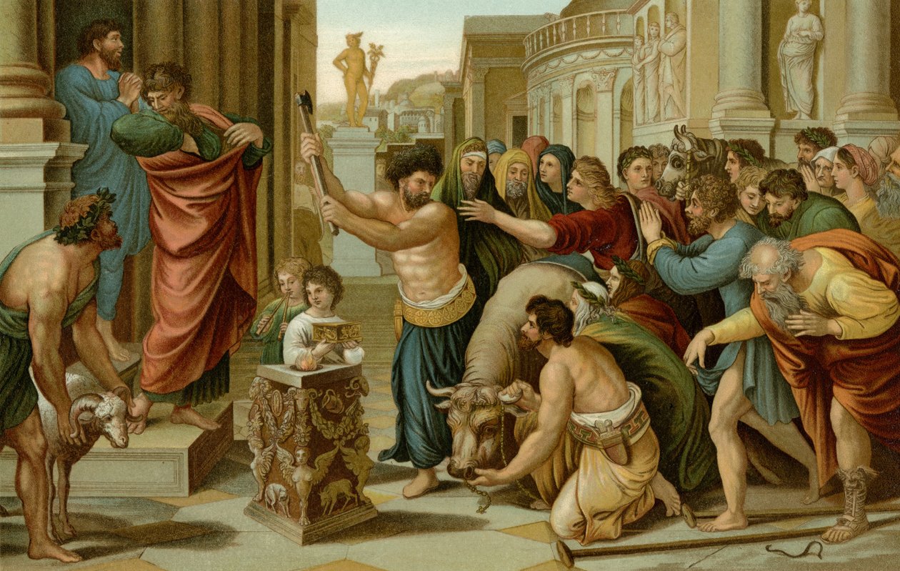 Paulus og Barnabas i Lystra av after Raphael