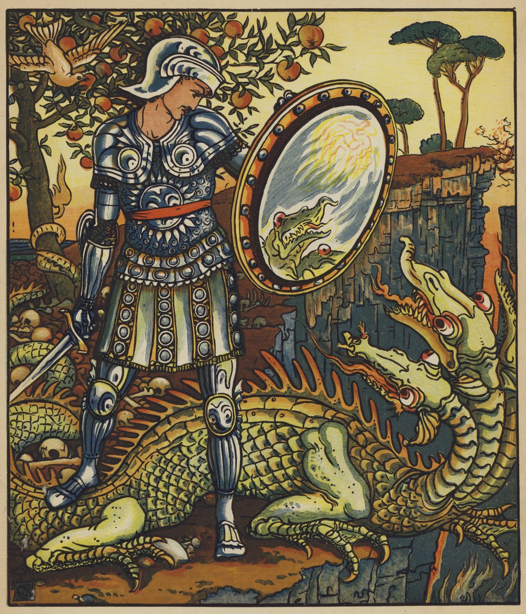 Prins Cheri og dragen av after Walter Crane