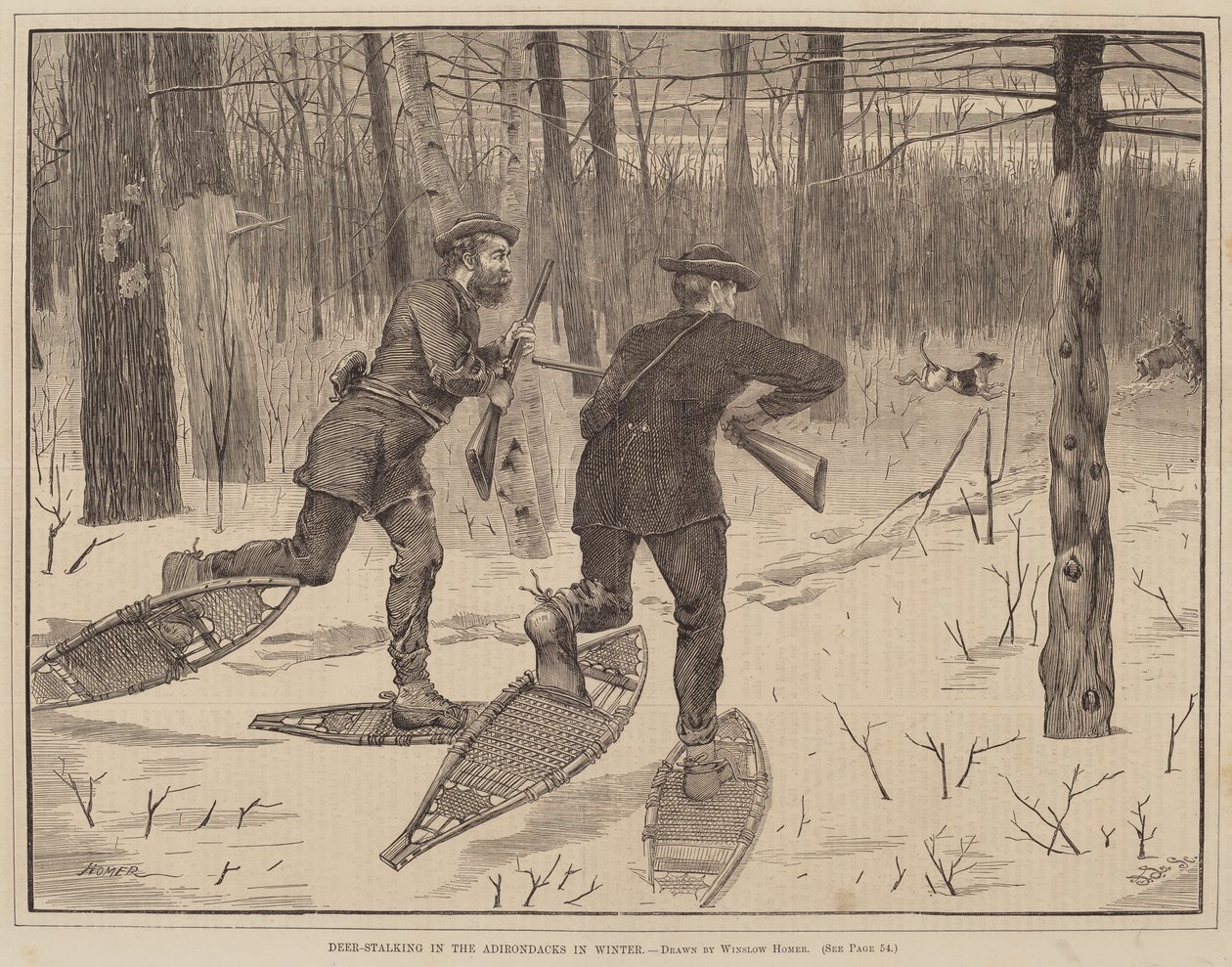 Deer-Stalking i Adirondacks om vinteren av after Winslow Homer
