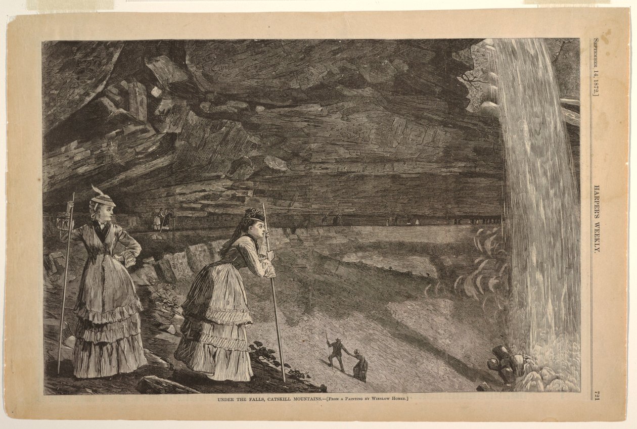 Under fossen, Catskill-fjellene av after Winslow Homer